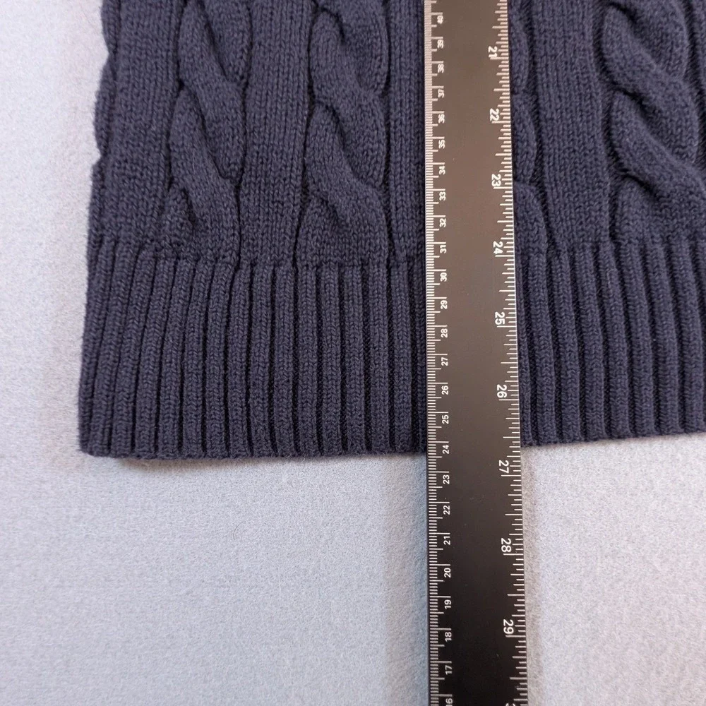 Polo Ralph Lauren‎ Cable Knit Sweater Mens XL Navy Blue Crew Neck Pony Logo